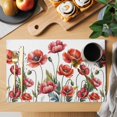 thumbnail image 2 of Red Flowers Placemats Set of 12 Watercolor Botanical Floral Herbs Leaves Place Mats Indoor Wipeable Table Mats Washable Cloth Dining Table Placemats for Kitchen Holiday Party Home Decor 13x19 Inch, 2 of 9