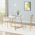 thumbnail image 4 of Aoile Round Dining Table Set for 2, Small Dining Room Table Set with 2 Upholstered Chairs for Small Place, Apartment, White, 4 of 9