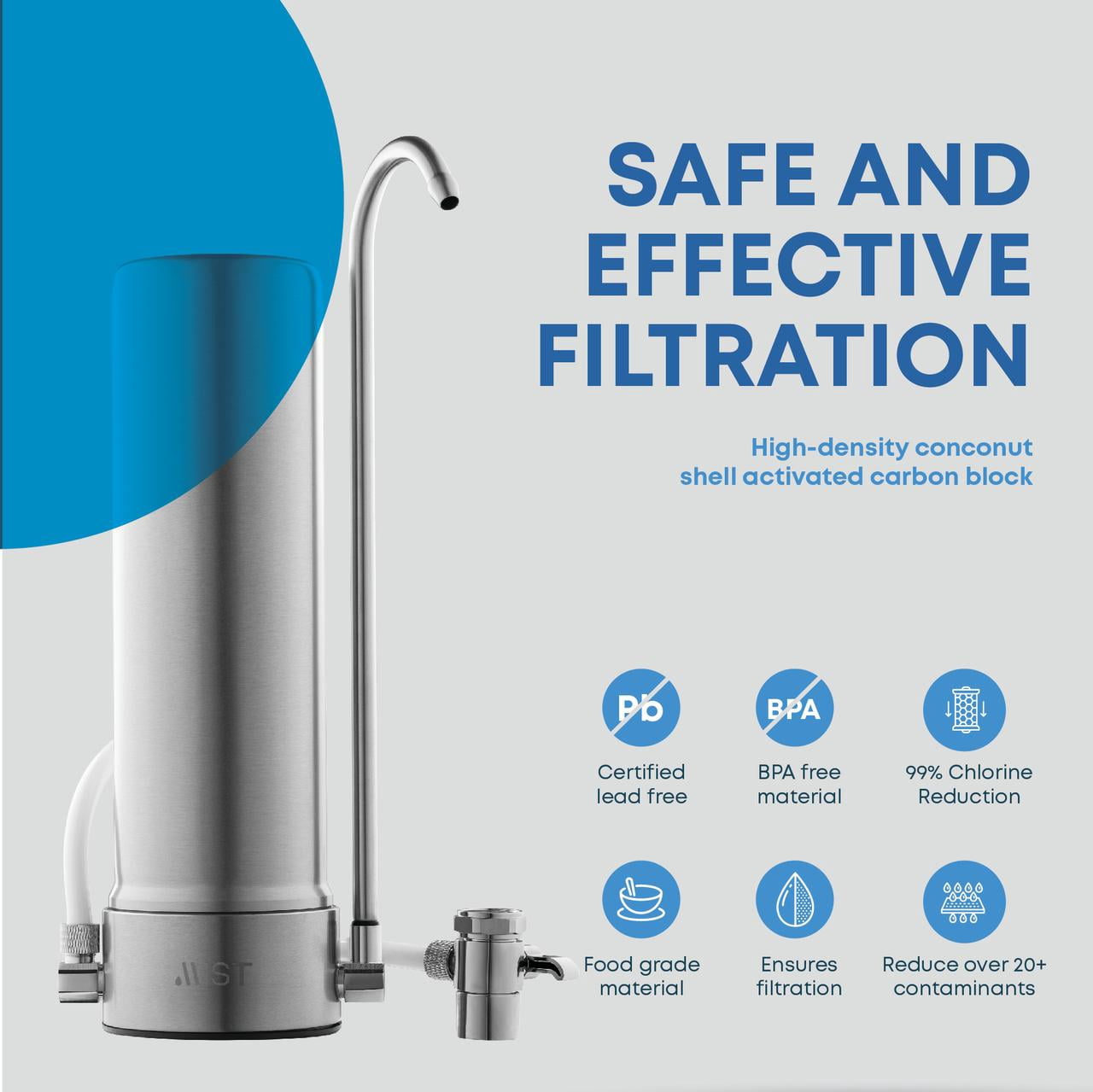 Mist 5-Stage Countertop Water Filter5-Stage Water Filtration System Countertop Technology, 8000-Gallon Capacity Home Water Filtration System