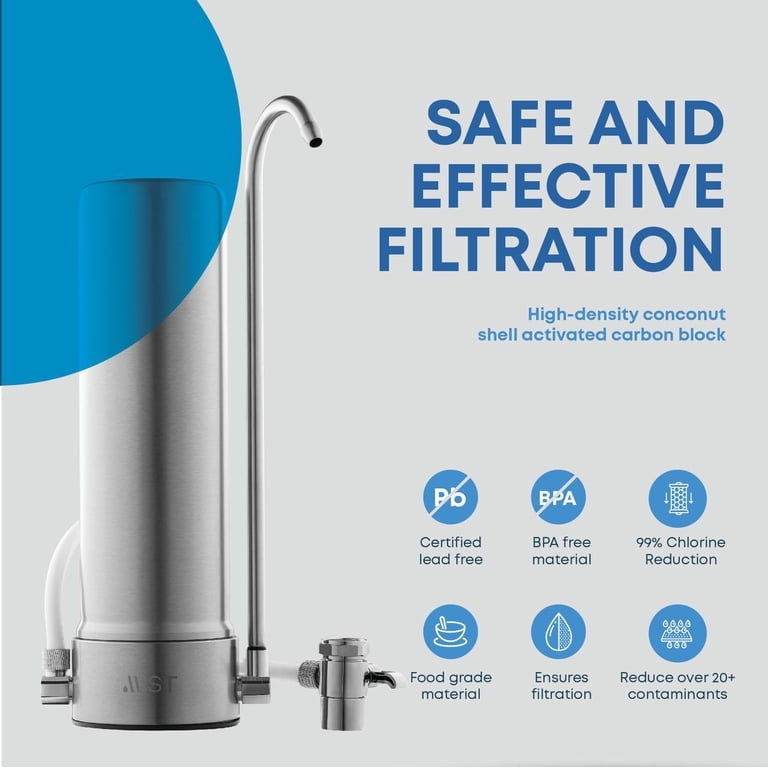 Countertop Water Filter System - 5-Stage Stainless Steel, 8000 Gallon Capacity, Reduces Heavy Metals & Chlorine, Easy Install 2 thumbnail image