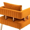 thumbnail image 2 of Velvet Upholster Accent Chair, Leisure Single Chair with Golden Feet, Sturdy Plywood Frame, Golden Iron Legs, Comfy Armchair for Living Room, Reading, Bedroom, Office, Orange, 2 of 8