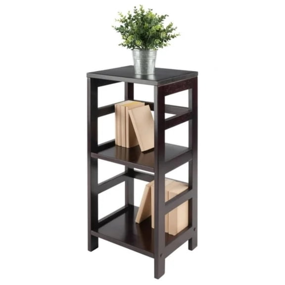 TopComfy 2 Tier Open Bookshelf Freestanding Bookcase Solid Wood Storage Display Organizer Rack Compact Modern Shelf for Bedroom Living Room Home Office, Black