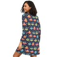 thumbnail image 2 of FORMRS Womens Long Sleeve Nightgowns Crew Neck Sleep Shirt Soft Pajamas Sizes S-3XL, Cartoon Space Cat, 2 of 8