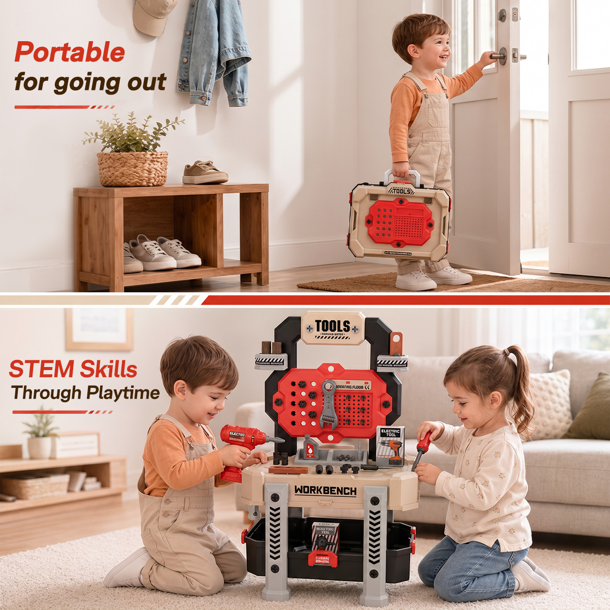 ALLJOY Kids Work Bench with 78 Piece Tool Set photo 5