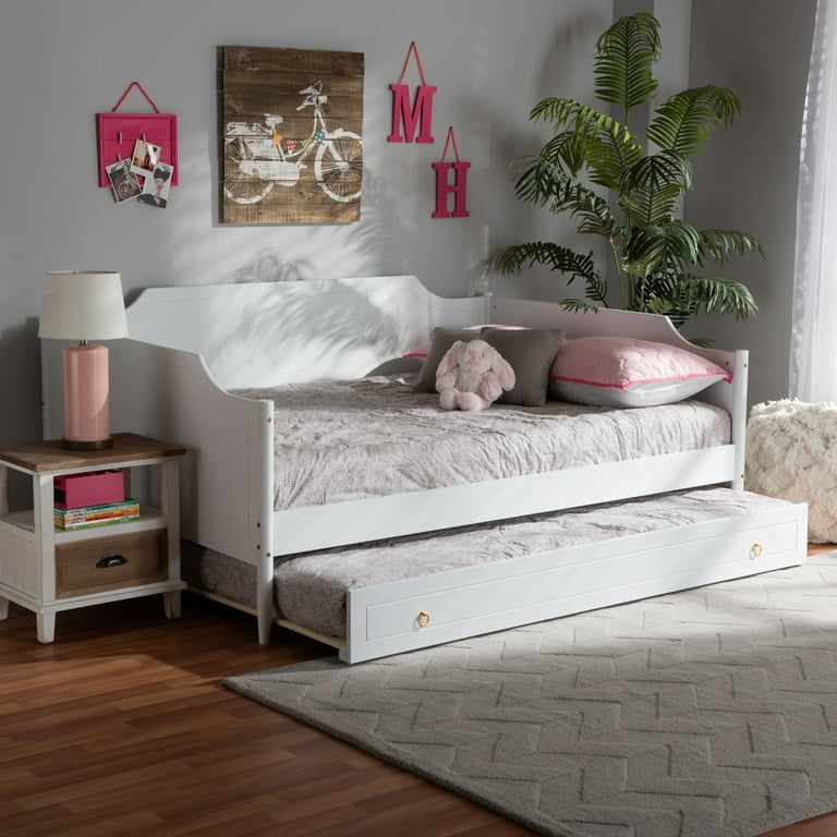 White full size cheap daybed with trundle