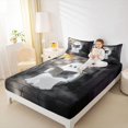 thumbnail image 3 of Feelyou Spooky Ghost Bed Sheets, Happy Halloween Spider Full Size Sheets, Gray Black, 4pcs, 1 Flat Sheet, 1 Fitted Sheet and 2 Pillowcases, 3 of 5