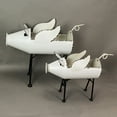 thumbnail image 2 of Zeckos White Finish Metal Flying Pig Standing Planters Set of 2, 2 of 6