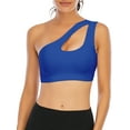 thumbnail image 3 of Women's One Shoulder Cut Out Tank Top Workout Padded Sports Bra Post-Surgery Bra Sexy Medium Support Fitness Running Bras, 3 of 6