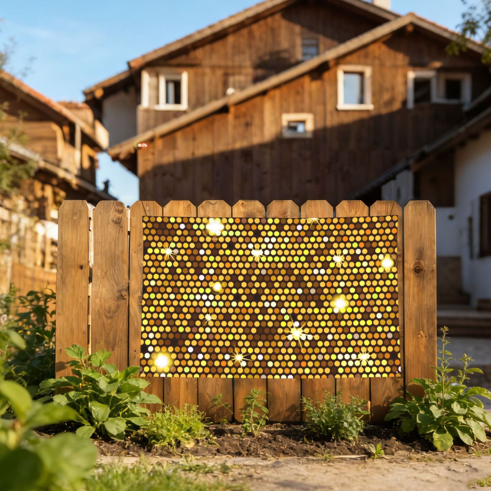 Gold Pattern Of Hexagons Four Hole Decorated Banner Flag for Garden Yard Home Decoration Indoor Outdoor 4x6 Ft
