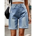 thumbnail image 4 of OYYN Women's Jean Shorts Y2K High Waist Baggy Wide Leg Denim Shorts Rolled Cuff Distressed Jorts for Summer Streetwear, 4 of 6