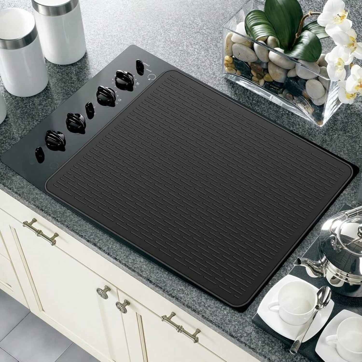 Stove Sovers For Stove Top - Silicone Electric Stove Cover Mat - 28 X 20 Ceramic Stove Guard Stove Top Protector, Heat Resistant Glass Cooktop Cover, Dish Drying Mats For Kitchen