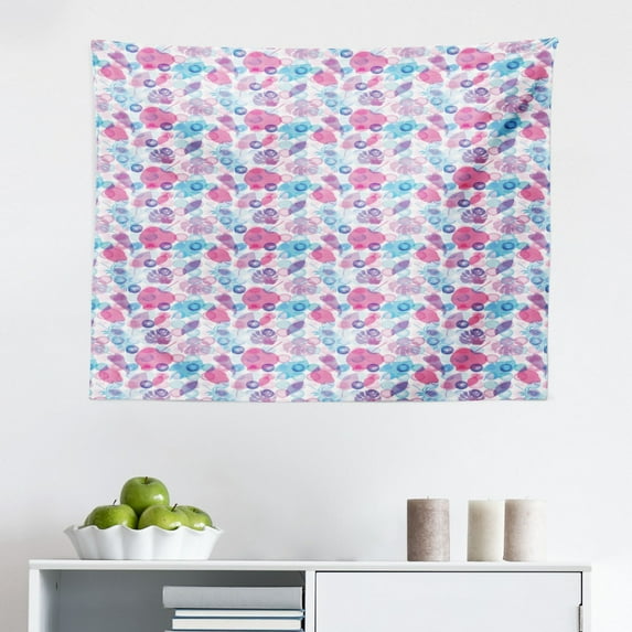 Blue and Pink Tapestry, Abstract Contemporary Pattern with Vibrant Squares, Fabric Wall Hanging Decor for Bedroom Living Room Dorm, 2 Sizes, Hot Pink Sky Blue, by Ambesonne