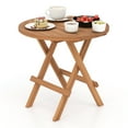 thumbnail image 4 of Gymax Table Indonesia Teak Wood Round Slatted Tabletop Portable Camping Folding Side Patio, 4 of 5