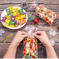 thumbnail image 2 of 100 bolsas de galletas de caramelo navideñas, bolsas de regalo navideñas de plástico transparente con 100 piezas de giro Corbatas, 2 of 5