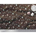 thumbnail image 2 of Soimoi Brown Cotton Duck Fabric Lets Bake Kitchen Print Fabric by Yard 42 Inch Wide, 2 of 3