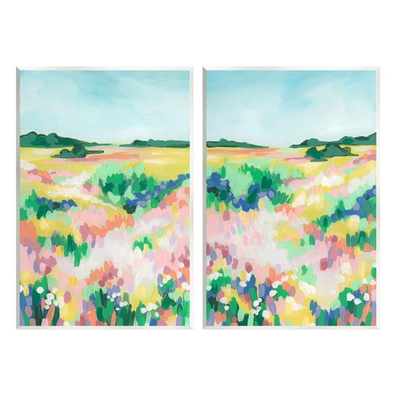 Stupell Industries Modern Country Meadow Landscape Painting Unframed Art Print Wall Art, 10 x 15, Set of 2