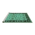 thumbnail image 2 of Ahgly Company Machine Washable Indoor Square Oriental Turquoise Blue Industrial Area Rugs, 8' Square, 2 of 4