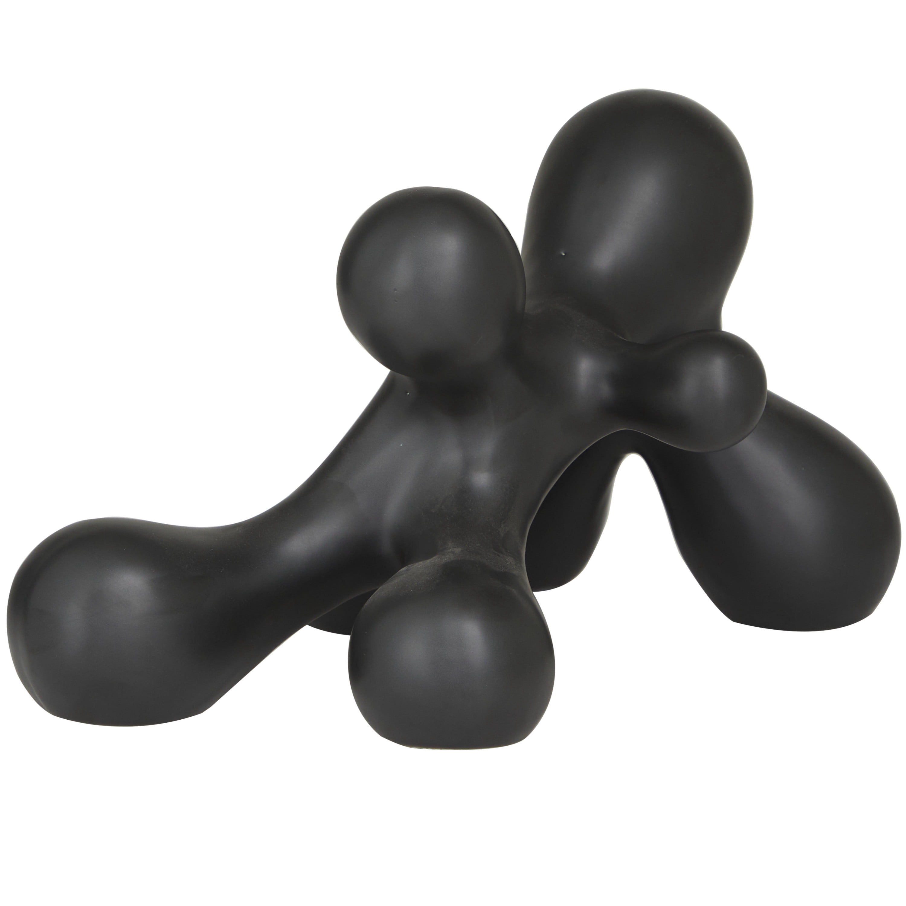 13" x 7" Black Porcelain Molecule Abstract Sculpture, by CosmoLiving by Cosmopolitan
