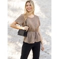 thumbnail image 7 of MixMatchy Women's Floral Round Neck Flutter Sleeve Tie Waist Blouse, 7 of 7