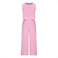 thumbnail image 4 of Womens Summer Lounge Sets 2 Piece Casual Crewneck Sleeveless Tank Tops and Wide Leg Crop Pants Outfits Tracksuits, 4 of 6