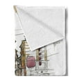 thumbnail image 2 of Modern Soft Flannel Fleece Throw Blanket, Painting Sketchy Like Design with Street View Houses Wires Artwork Print, Cozy Plush for Indoor and Outdoor Use, 60" x 80", Multicolor, by Ambesonne, 2 of 5