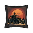 thumbnail image 4 of Set of 2 Vintage-Inspired Throw Pillow Covers 18x18in - Retro Car & Sunset Design for Couch Bed or Car Decor, 4 of 8