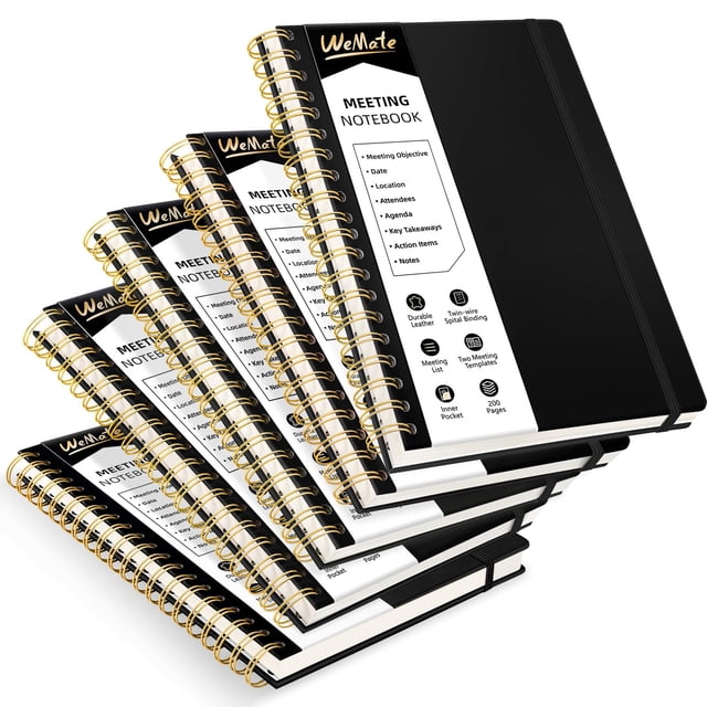 Cuaderno WEMATE Meeting de 7 x 10 pulgadas, 200 páginas, piel sintética