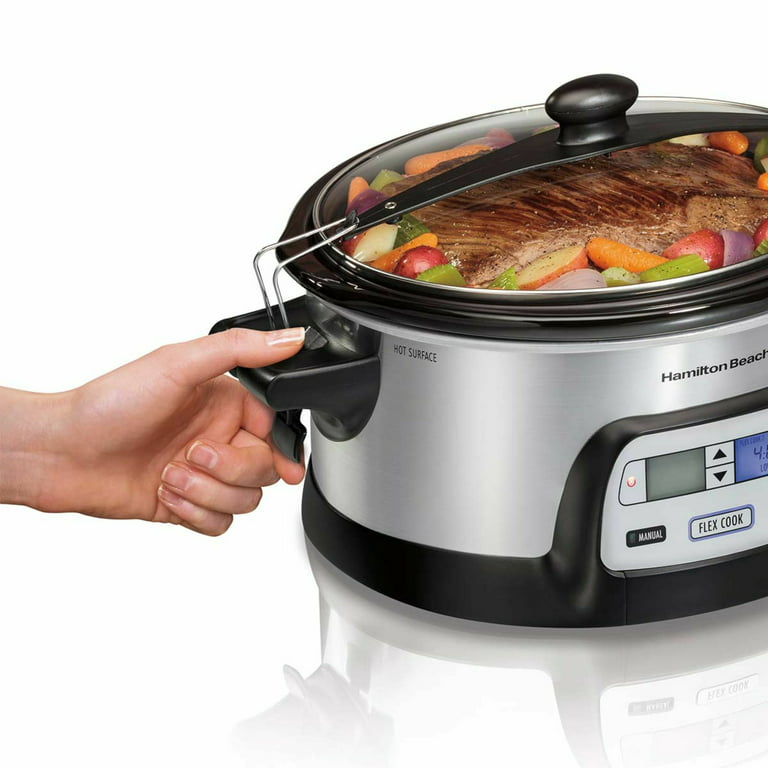 Hamilton Beach 6 qt. Gray Programmable Slow Cooker with Defrost