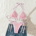 thumbnail image 1 of Reduced Price,Women's Comfortable Two-Piece Bikini Swimsuit Bathing Suit with Solid Color for Summer Beach or Pool Simple Elegance|Nylon,Spandex,Pink,Sopatenor, 1 of 9