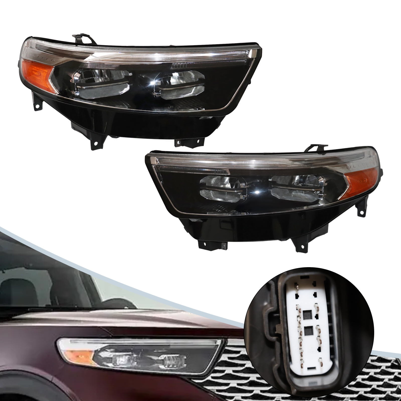 Miumaeov Left and Right Projector Full LED Headlight Assembly Passenger