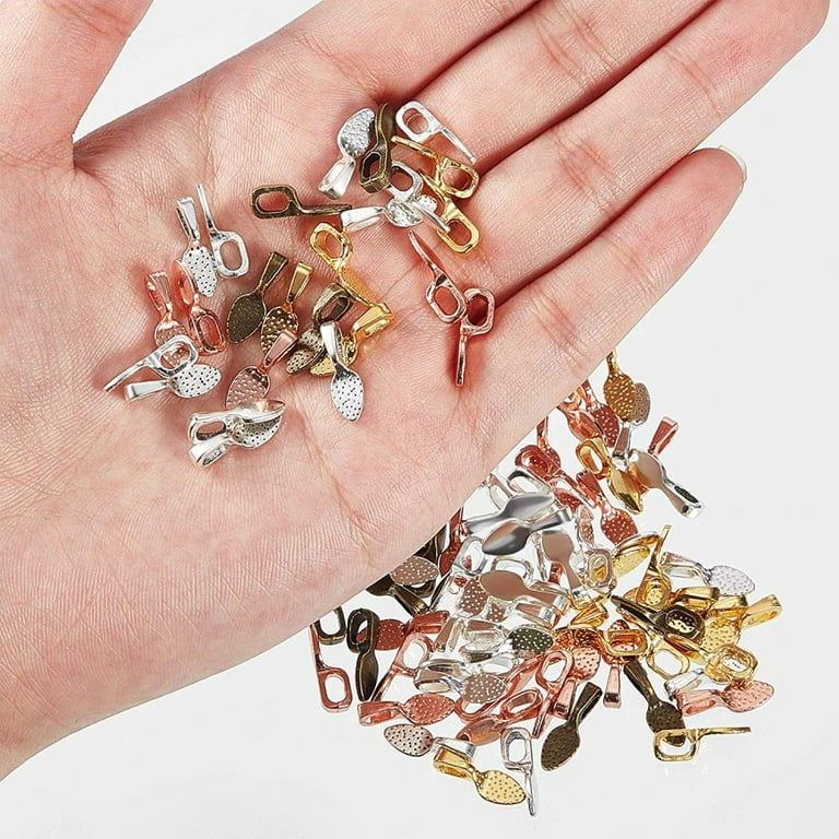 250 Pieces Oval Glue on Bail Pendants Small Spoon Earring Pendants Jewelry  Glue on Bail Earring Charms for Jewelry Making DIY Crafting, 5 Colors