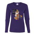 thumbnail image 2 of Wild Bobby God Made Me This Way Cross with Sunflowers Inspirational/Christian Women Graphic Long Sleeve Tee, Purple, X-Large, 2 of 6