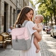 thumbnail image 2 of Baby Essentials Multi-Pocket Diaper Bag Backpack (5 Piece) with Matching Changing Pad and (3) Organizer Pouches for Newborns, Infants & Toddlers in Pink & Gold Hearts, 2 of 9