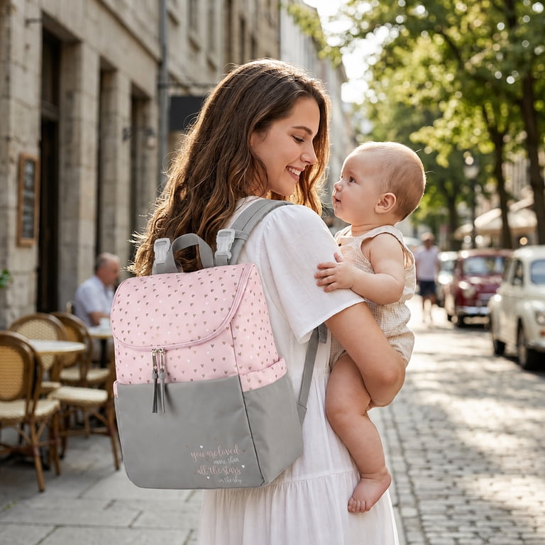 Baby Essentials Diaper Bag Backpack 5-Piece Set, Pink photo 2