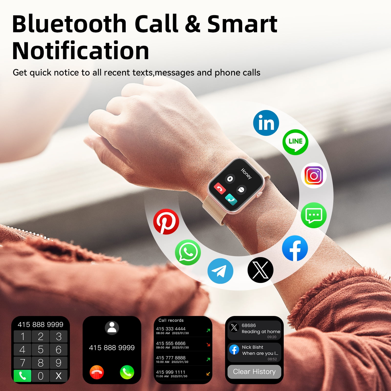 Mingdaln 2025 New 1.85-inch Women's Smartwatch with 2 watch