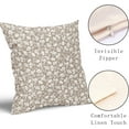 thumbnail image 3 of Tan Khaki Beige Daisy Floral Pillow Covers 18X18 Inch Vintage Flowers Decorative Pillow Cases Set of 2 Block Print Cotton Linen Throw Pillows Farmhouse Decor For Sofa Couch Porch Bed Cushion Outdoor, 3 of 6