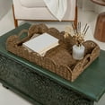 thumbnail image 2 of happimess TRY1000A Scalloped 21.5" Southwestern Cottage Hand-Woven Rattan Tray with Handles, Brown, 2 of 8