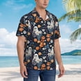 thumbnail image 3 of Fotbe Cute ghost in the flowers Camisa Hawaiana para Hombre Unisex – Camisa Casual de Verano con Botones de Manga Corta de Algodón y Lino,Large, 3 of 7