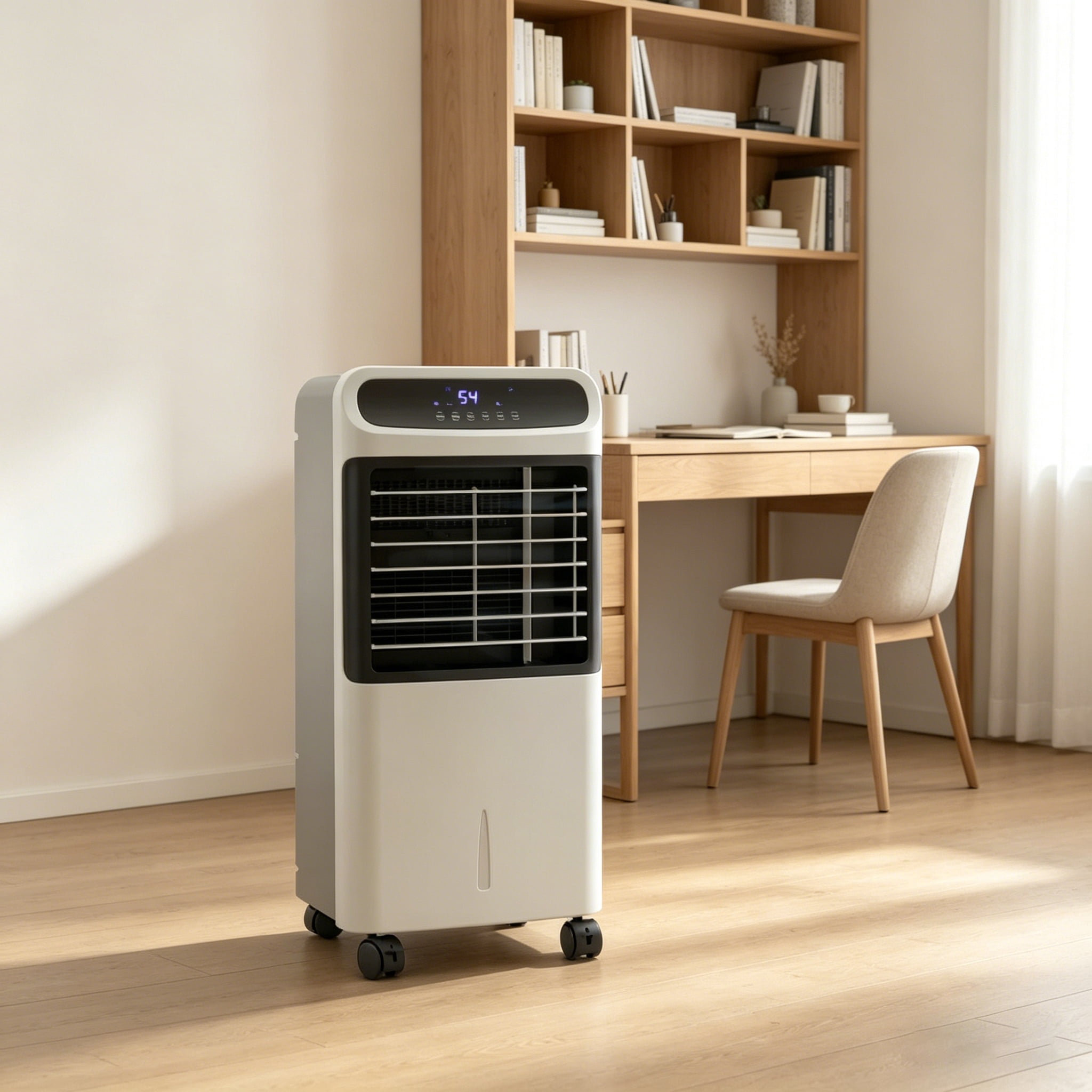3-in-1 Evaporative Air Cooler, Portable Cooling Fan with Humidifier & Ventilation Function, 3 Modes 3 Speeds, 3.2 Gallon Water Tank, Lockable Wheels for Indoor Use