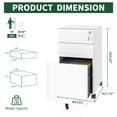 thumbnail image 5 of 3-Drawer Mobile File Cabinet with Lock, All-Steel Metal Storage on Wheels, Two Shallow & One Deep Drawer for Office/Home, Fully Assembled, White, 110lbs/Drawer, Anti-Tip Design, 5 of 7