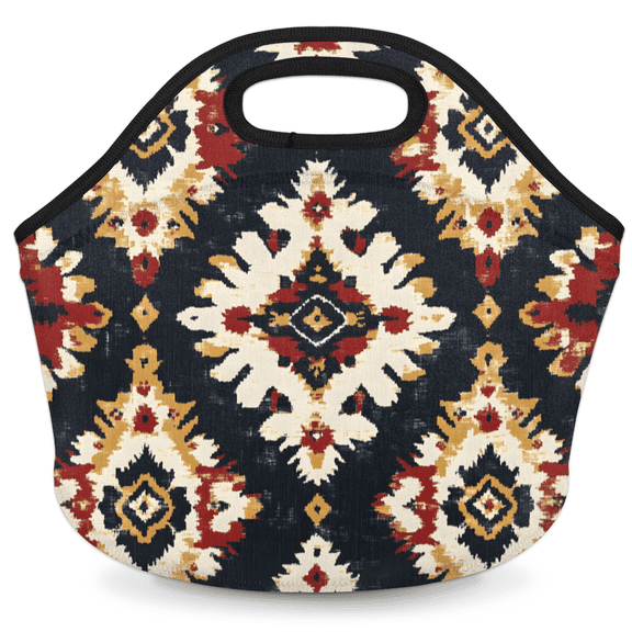 Herdesigns Vintage Insulated Lunch Bag Neoprene Lunch Box for Women Men Soft Cooler Bag Floral Washable Lunch Tote for Work Outdoor Picnic