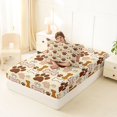thumbnail image 4 of Manfei Kawaii Dog Paw Twin Fitted Sheet, Cartoon Bone Print Bedding, Beige Brown, 2-Piece, 1 Fitted Sheet and 1 Pillowcase, 4 of 6