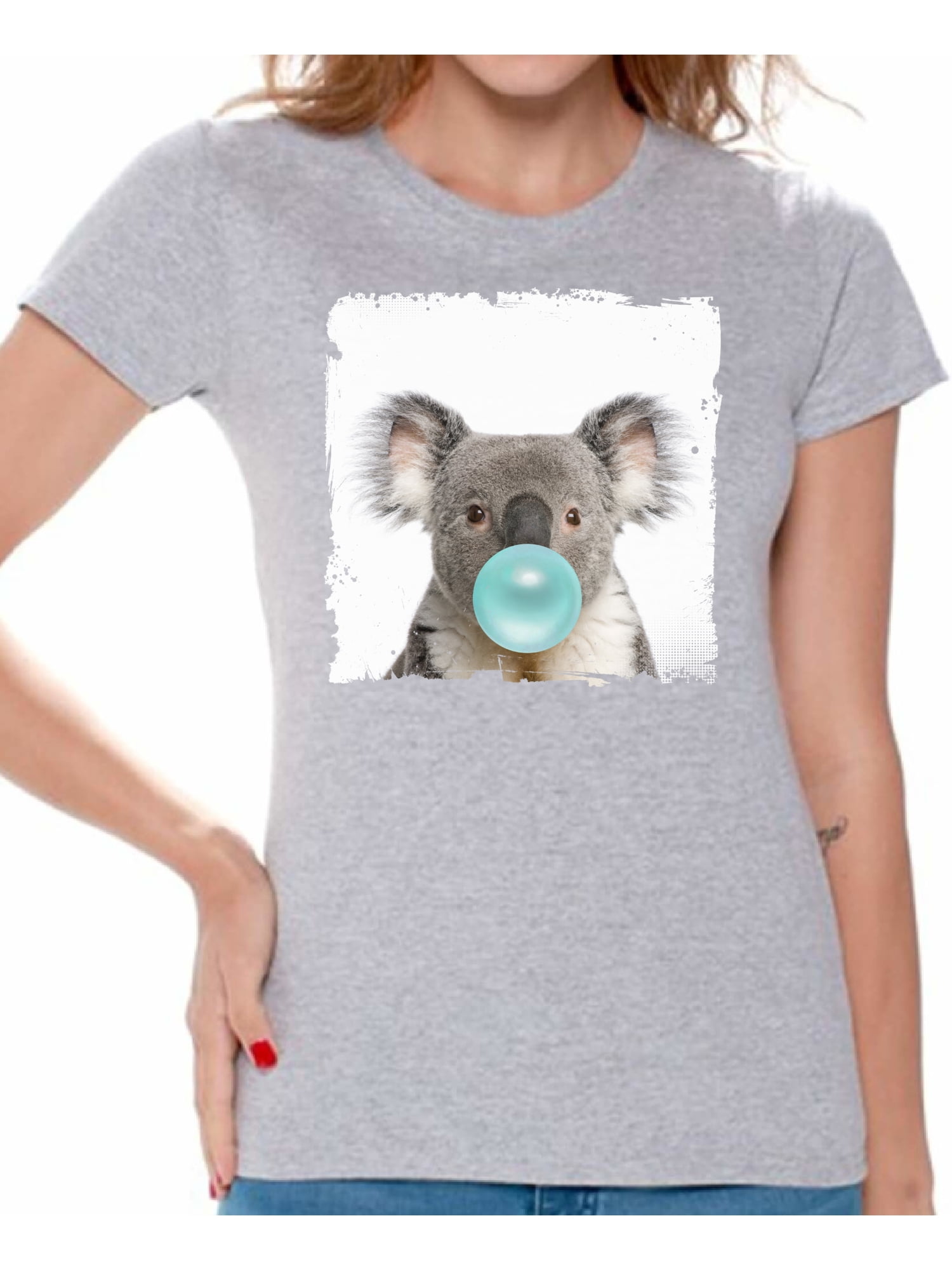 Awkward Styles Koala Chewing Blue Gum T Shirt Funny Koala Clothes TShirt for Woman Funny Animal
