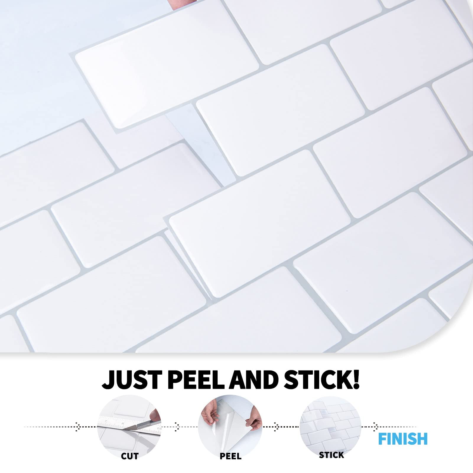 Art3d 10-Sheet 12 "x 12" Peel and Stick Backsplash Subway Tiles for Kitchen