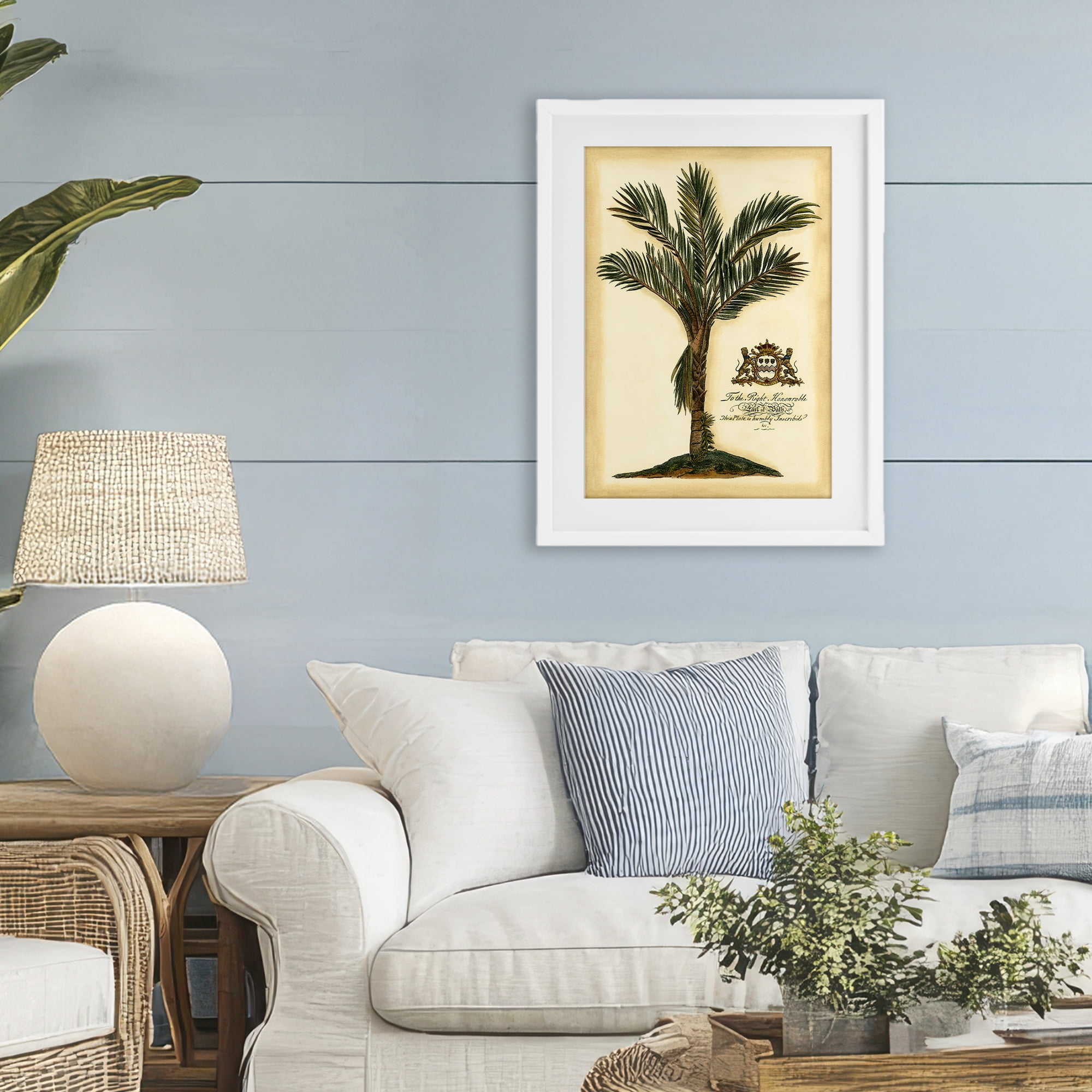 Stupell Industries Vintage Colonial Palm White Framed Print Under Glass, design by Vision Studio
