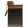 thumbnail image 3 of Lisonu 55" Farmhouse Office Desk Dark Walnut - 55-inch Barn Door Computer Writing Desk with Storage Cabinet, Built-In Charging Station (2 AC/USB/Type-C), Monitor Stand & Keyboard Tray, 3 of 24