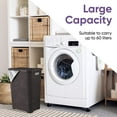 thumbnail image 5 of Superio 60L Large Wicker Plastic Laundry Hamper with Lid Root Beer Brown 2 Pack, 5 of 8