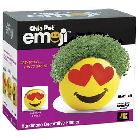 Chia Pet Heart Eye Emoji Decorative Pottery Planter, Easy to Do and Fun to Grow, Novelty Gift As Seen on TV