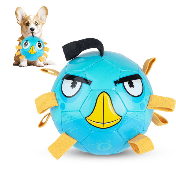 PP PICADOR Dog Toys Soccer Ball, Interactive Dog Balls Puppy Birthday Gifts, Durable Herding Balls for Small Medium Dogs Toy Tug of War(Blue)
