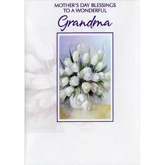 Designer Greetings White Flowers in Purple Foil Frame: Grandma Mother's Day Card